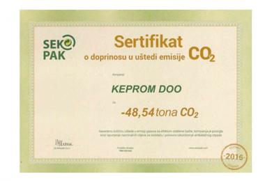 Keprom receives the certificate of CO2 emission reduction for the year 2016