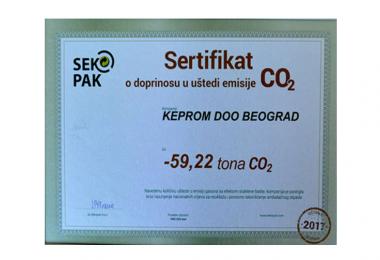 Keprom is awarded the certificate of CO2 emission reduction for the year 2017
